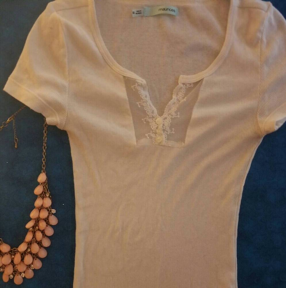 Maurice's White Lace t shirt size XS